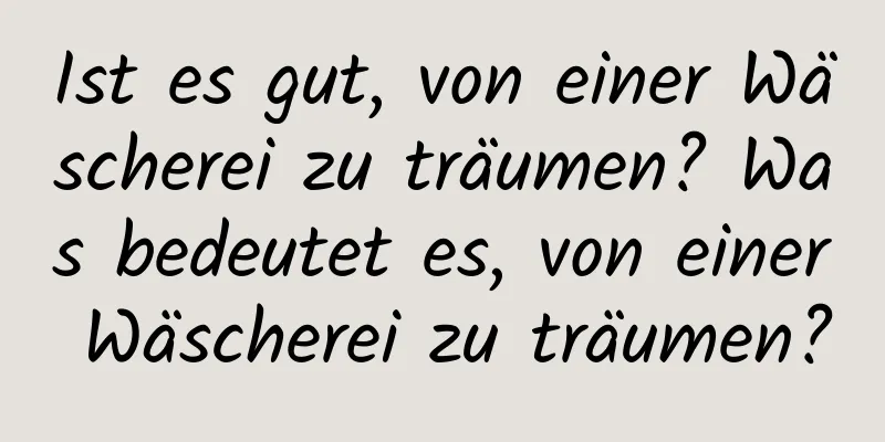 Ist es gut, von einer Wäscherei zu träumen? Was bedeutet es, von einer Wäscherei zu träumen?