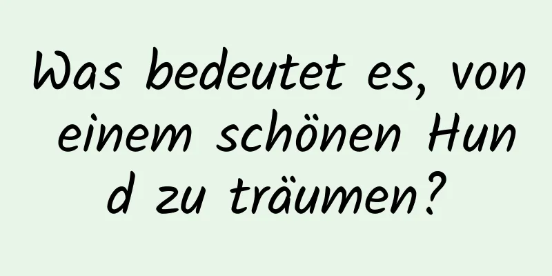 Was bedeutet es, von einem schönen Hund zu träumen?