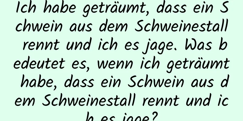 Ich habe geträumt, dass ein Schwein aus dem Schweinestall rennt und ich es jage. Was bedeutet es, wenn ich geträumt habe, dass ein Schwein aus dem Schweinestall rennt und ich es jage?