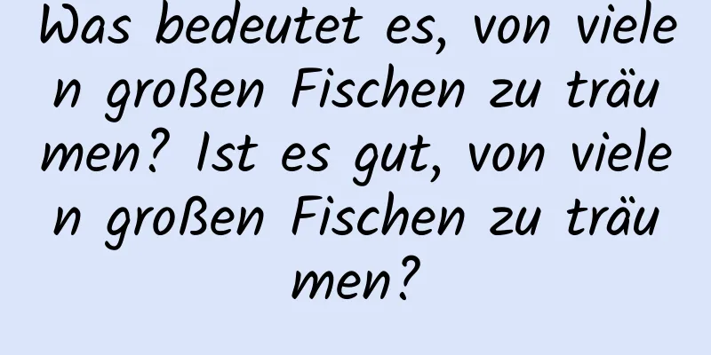 Was bedeutet es, von vielen großen Fischen zu träumen? Ist es gut, von vielen großen Fischen zu träumen?