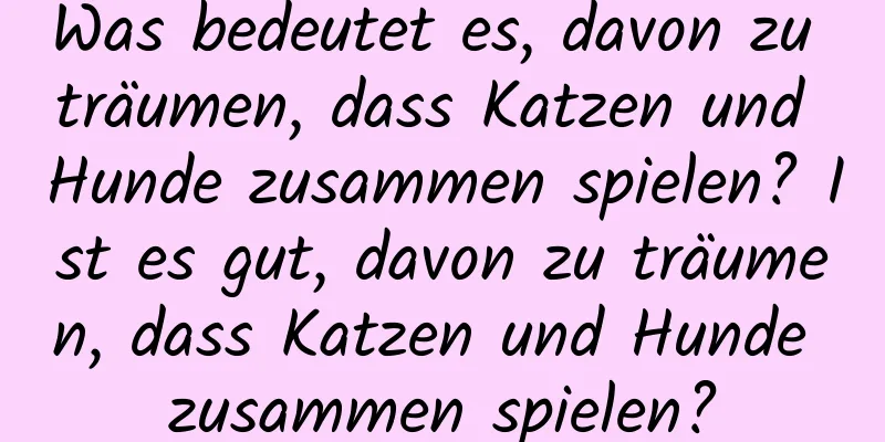 Was bedeutet es, davon zu träumen, dass Katzen und Hunde zusammen spielen? Ist es gut, davon zu träumen, dass Katzen und Hunde zusammen spielen?