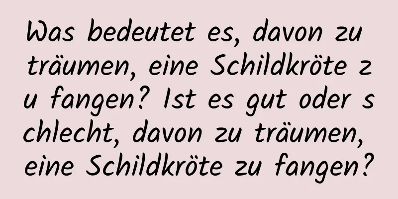 Was bedeutet es, davon zu träumen, eine Schildkröte zu fangen? Ist es gut oder schlecht, davon zu träumen, eine Schildkröte zu fangen?