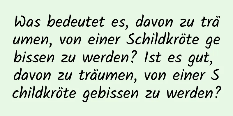 Was bedeutet es, davon zu träumen, von einer Schildkröte gebissen zu werden? Ist es gut, davon zu träumen, von einer Schildkröte gebissen zu werden?