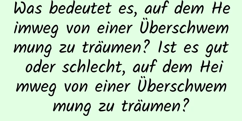 Was bedeutet es, auf dem Heimweg von einer Überschwemmung zu träumen? Ist es gut oder schlecht, auf dem Heimweg von einer Überschwemmung zu träumen?