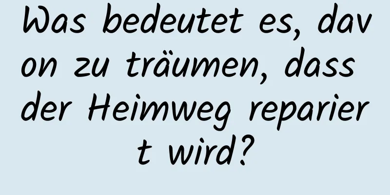 Was bedeutet es, davon zu träumen, dass der Heimweg repariert wird?