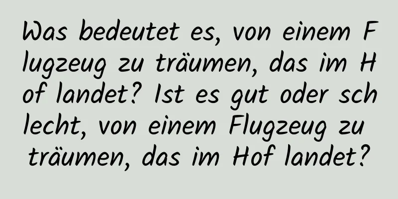 Was bedeutet es, von einem Flugzeug zu träumen, das im Hof ​​landet? Ist es gut oder schlecht, von einem Flugzeug zu träumen, das im Hof ​​landet?