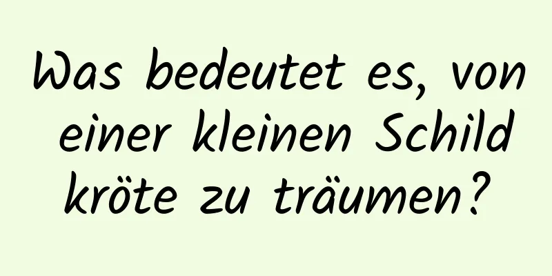 Was bedeutet es, von einer kleinen Schildkröte zu träumen?