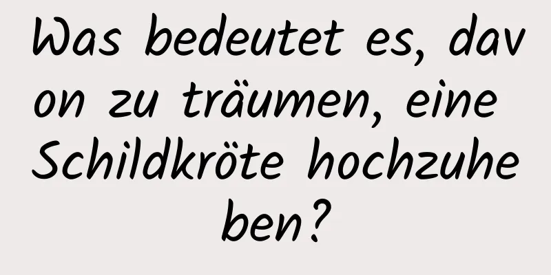 Was bedeutet es, davon zu träumen, eine Schildkröte hochzuheben?