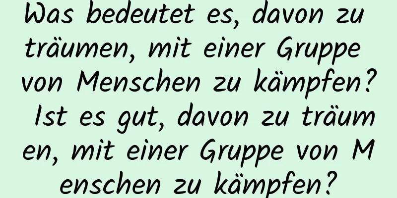 Was bedeutet es, davon zu träumen, mit einer Gruppe von Menschen zu kämpfen? Ist es gut, davon zu träumen, mit einer Gruppe von Menschen zu kämpfen?