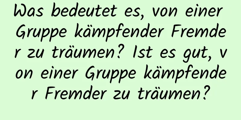 Was bedeutet es, von einer Gruppe kämpfender Fremder zu träumen? Ist es gut, von einer Gruppe kämpfender Fremder zu träumen?