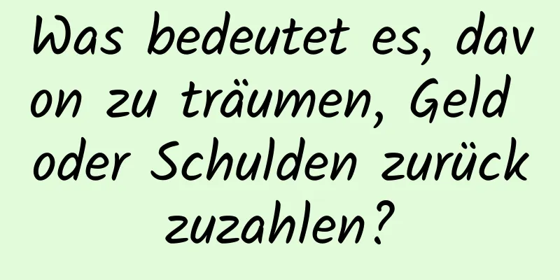 Was bedeutet es, davon zu träumen, Geld oder Schulden zurückzuzahlen?