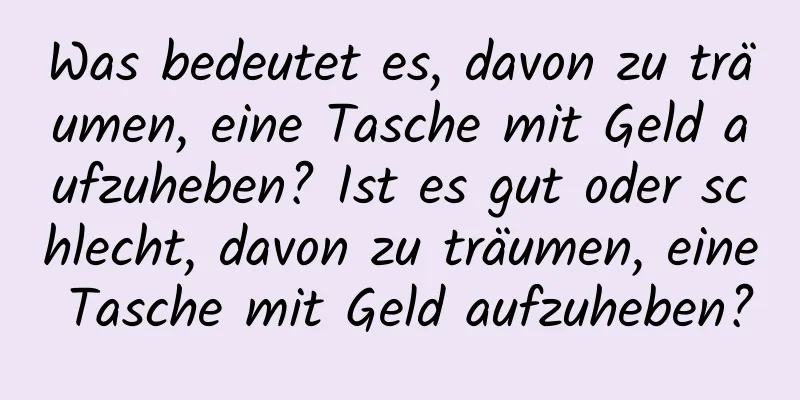 Was bedeutet es, davon zu träumen, eine Tasche mit Geld aufzuheben? Ist es gut oder schlecht, davon zu träumen, eine Tasche mit Geld aufzuheben?