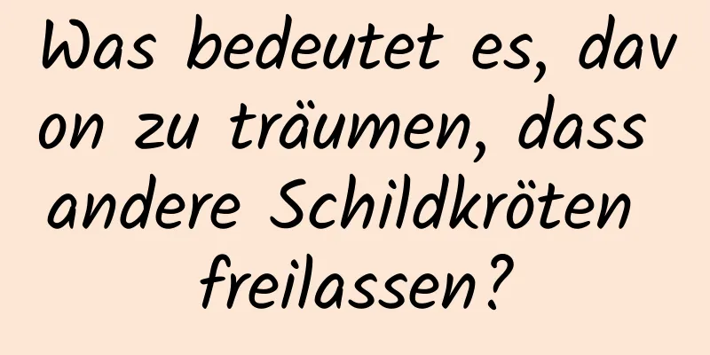 Was bedeutet es, davon zu träumen, dass andere Schildkröten freilassen?