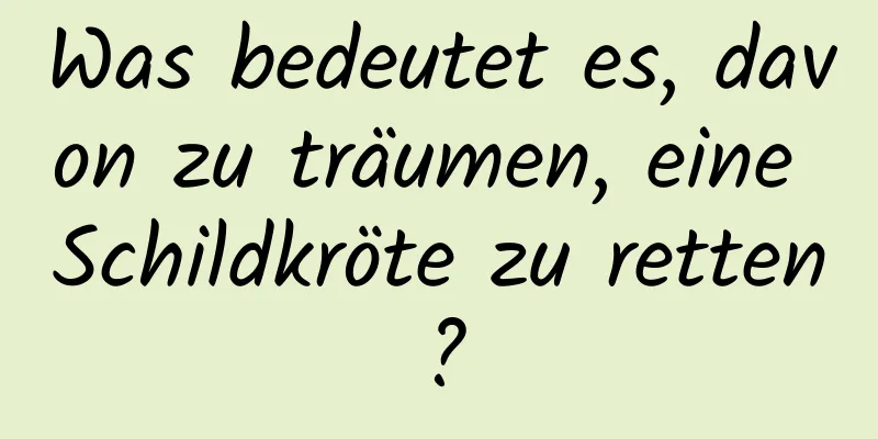 Was bedeutet es, davon zu träumen, eine Schildkröte zu retten?