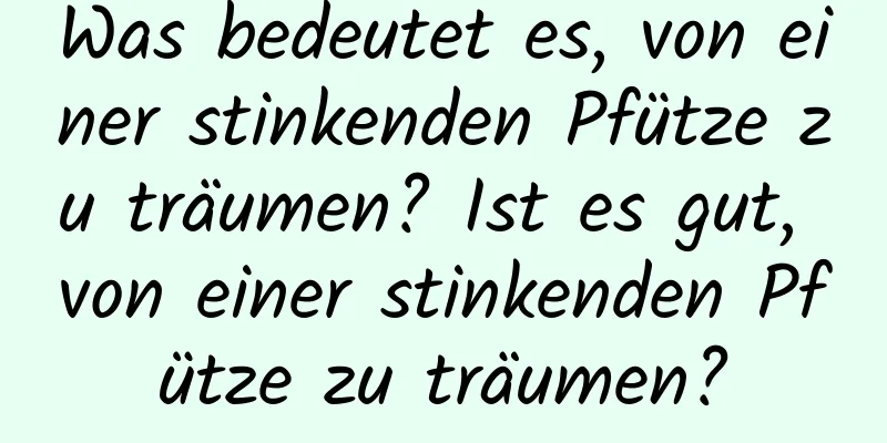 Was bedeutet es, von einer stinkenden Pfütze zu träumen? Ist es gut, von einer stinkenden Pfütze zu träumen?