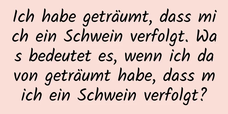 Ich habe geträumt, dass mich ein Schwein verfolgt. Was bedeutet es, wenn ich davon geträumt habe, dass mich ein Schwein verfolgt?