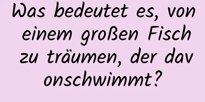 Was bedeutet es, von einem großen Fisch zu träumen, der davonschwimmt?