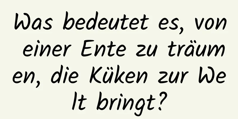 Was bedeutet es, von einer Ente zu träumen, die Küken zur Welt bringt?