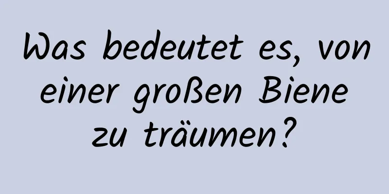 Was bedeutet es, von einer großen Biene zu träumen?