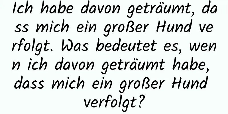 Ich habe davon geträumt, dass mich ein großer Hund verfolgt. Was bedeutet es, wenn ich davon geträumt habe, dass mich ein großer Hund verfolgt?