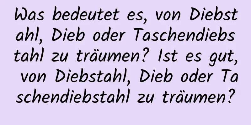 Was bedeutet es, von Diebstahl, Dieb oder Taschendiebstahl zu träumen? Ist es gut, von Diebstahl, Dieb oder Taschendiebstahl zu träumen?