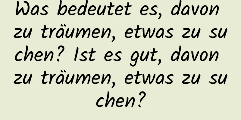 Was bedeutet es, davon zu träumen, etwas zu suchen? Ist es gut, davon zu träumen, etwas zu suchen?