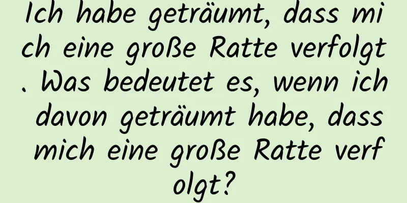 Ich habe geträumt, dass mich eine große Ratte verfolgt. Was bedeutet es, wenn ich davon geträumt habe, dass mich eine große Ratte verfolgt?