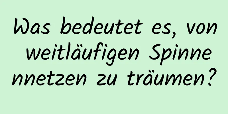 Was bedeutet es, von weitläufigen Spinnennetzen zu träumen?