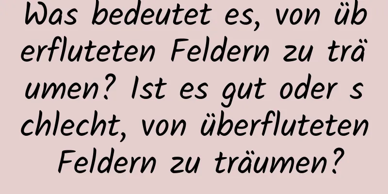 Was bedeutet es, von überfluteten Feldern zu träumen? Ist es gut oder schlecht, von überfluteten Feldern zu träumen?