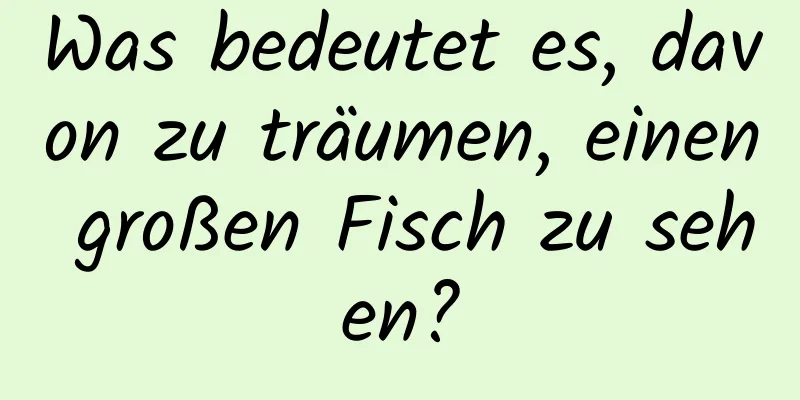 Was bedeutet es, davon zu träumen, einen großen Fisch zu sehen?