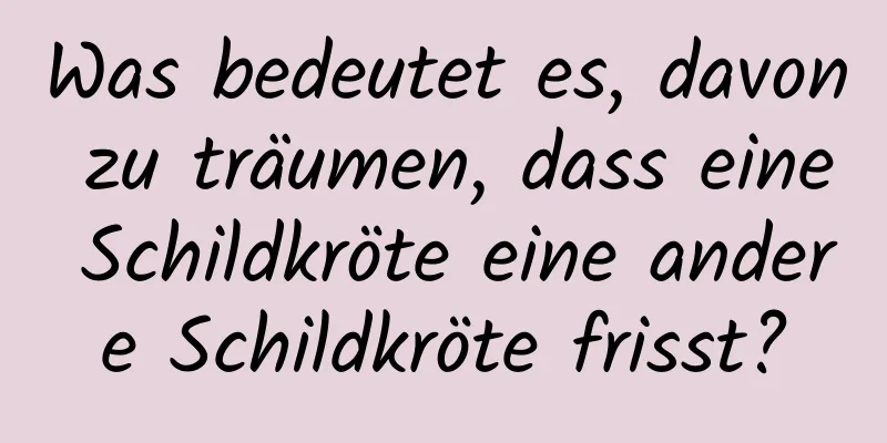 Was bedeutet es, davon zu träumen, dass eine Schildkröte eine andere Schildkröte frisst?