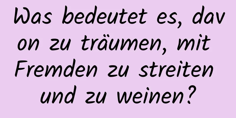 Was bedeutet es, davon zu träumen, mit Fremden zu streiten und zu weinen?