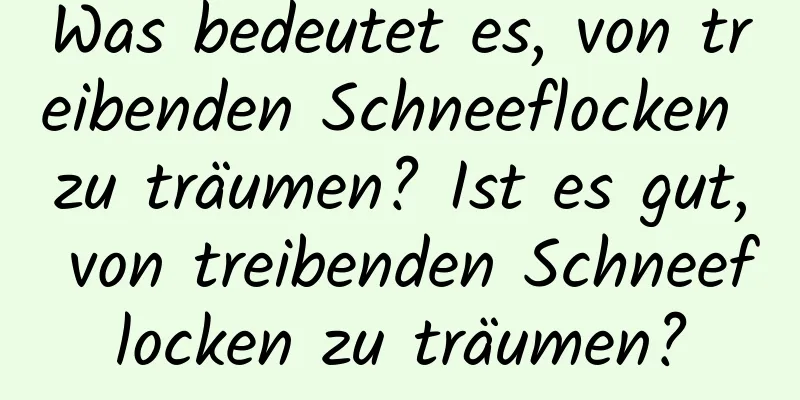 Was bedeutet es, von treibenden Schneeflocken zu träumen? Ist es gut, von treibenden Schneeflocken zu träumen?