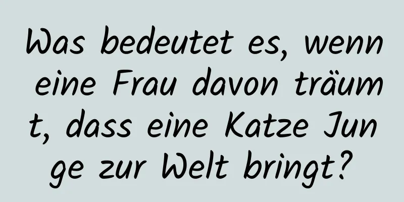 Was bedeutet es, wenn eine Frau davon träumt, dass eine Katze Junge zur Welt bringt?