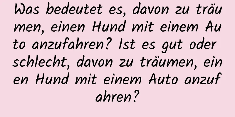 Was bedeutet es, davon zu träumen, einen Hund mit einem Auto anzufahren? Ist es gut oder schlecht, davon zu träumen, einen Hund mit einem Auto anzufahren?