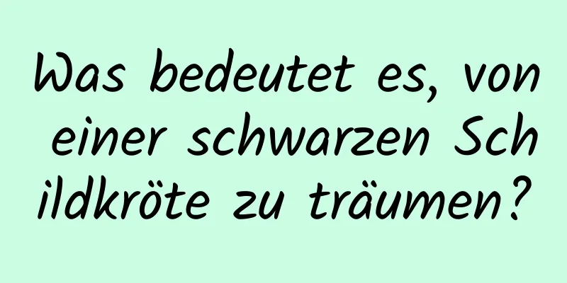 Was bedeutet es, von einer schwarzen Schildkröte zu träumen?