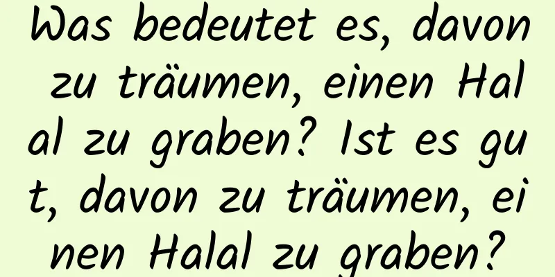 Was bedeutet es, davon zu träumen, einen Halal zu graben? Ist es gut, davon zu träumen, einen Halal zu graben?