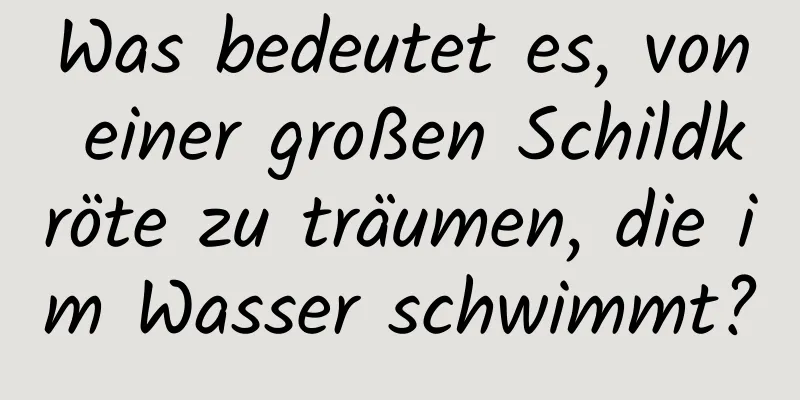 Was bedeutet es, von einer großen Schildkröte zu träumen, die im Wasser schwimmt?