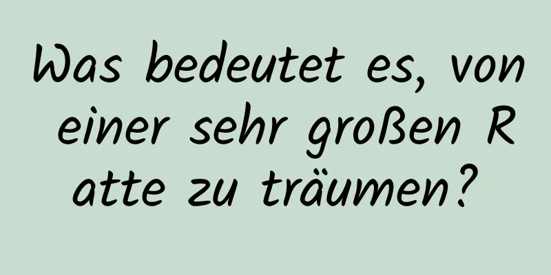 Was bedeutet es, von einer sehr großen Ratte zu träumen?