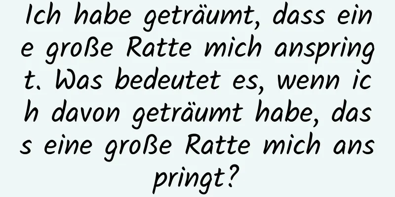 Ich habe geträumt, dass eine große Ratte mich anspringt. Was bedeutet es, wenn ich davon geträumt habe, dass eine große Ratte mich anspringt?