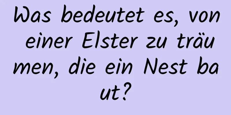 Was bedeutet es, von einer Elster zu träumen, die ein Nest baut?