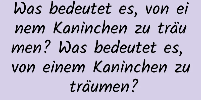 Was bedeutet es, von einem Kaninchen zu träumen? Was bedeutet es, von einem Kaninchen zu träumen?