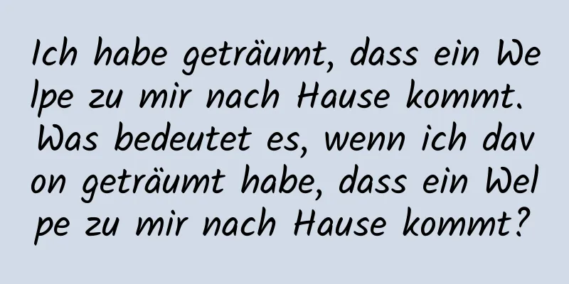 Ich habe geträumt, dass ein Welpe zu mir nach Hause kommt. Was bedeutet es, wenn ich davon geträumt habe, dass ein Welpe zu mir nach Hause kommt?