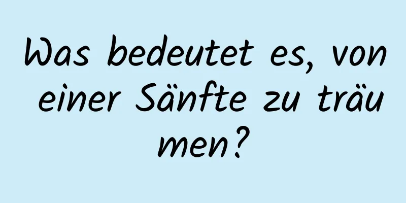 Was bedeutet es, von einer Sänfte zu träumen?