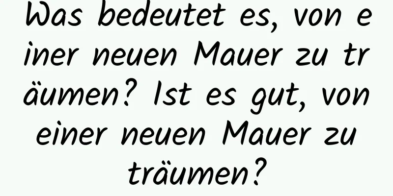 Was bedeutet es, von einer neuen Mauer zu träumen? Ist es gut, von einer neuen Mauer zu träumen?