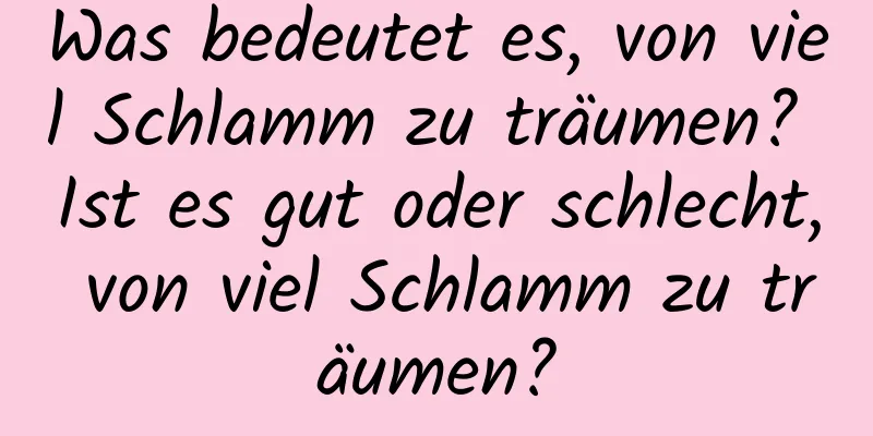 Was bedeutet es, von viel Schlamm zu träumen? Ist es gut oder schlecht, von viel Schlamm zu träumen?