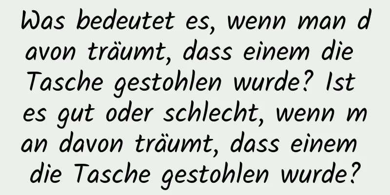 Was bedeutet es, wenn man davon träumt, dass einem die Tasche gestohlen wurde? Ist es gut oder schlecht, wenn man davon träumt, dass einem die Tasche gestohlen wurde?