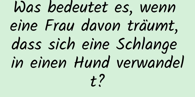 Was bedeutet es, wenn eine Frau davon träumt, dass sich eine Schlange in einen Hund verwandelt?