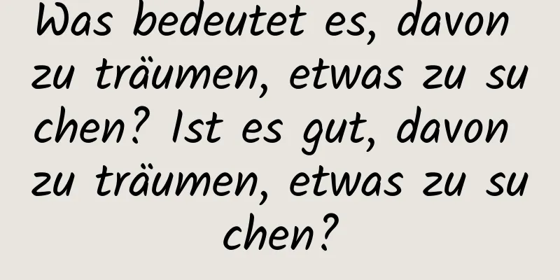 Was bedeutet es, davon zu träumen, etwas zu suchen? Ist es gut, davon zu träumen, etwas zu suchen?