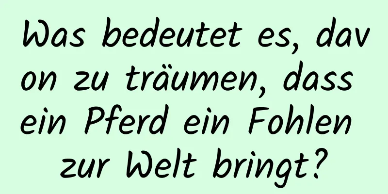 Was bedeutet es, davon zu träumen, dass ein Pferd ein Fohlen zur Welt bringt?